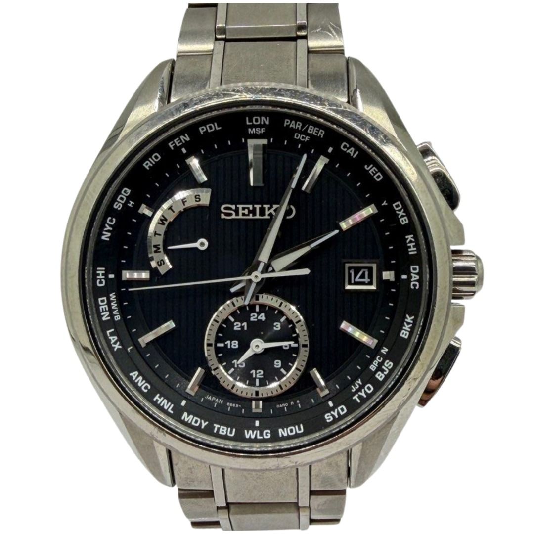 Seiko Brightz 8B63-0AV0 42.5mm Titanium Solar Radio Controlled Black Dial Watch Main image