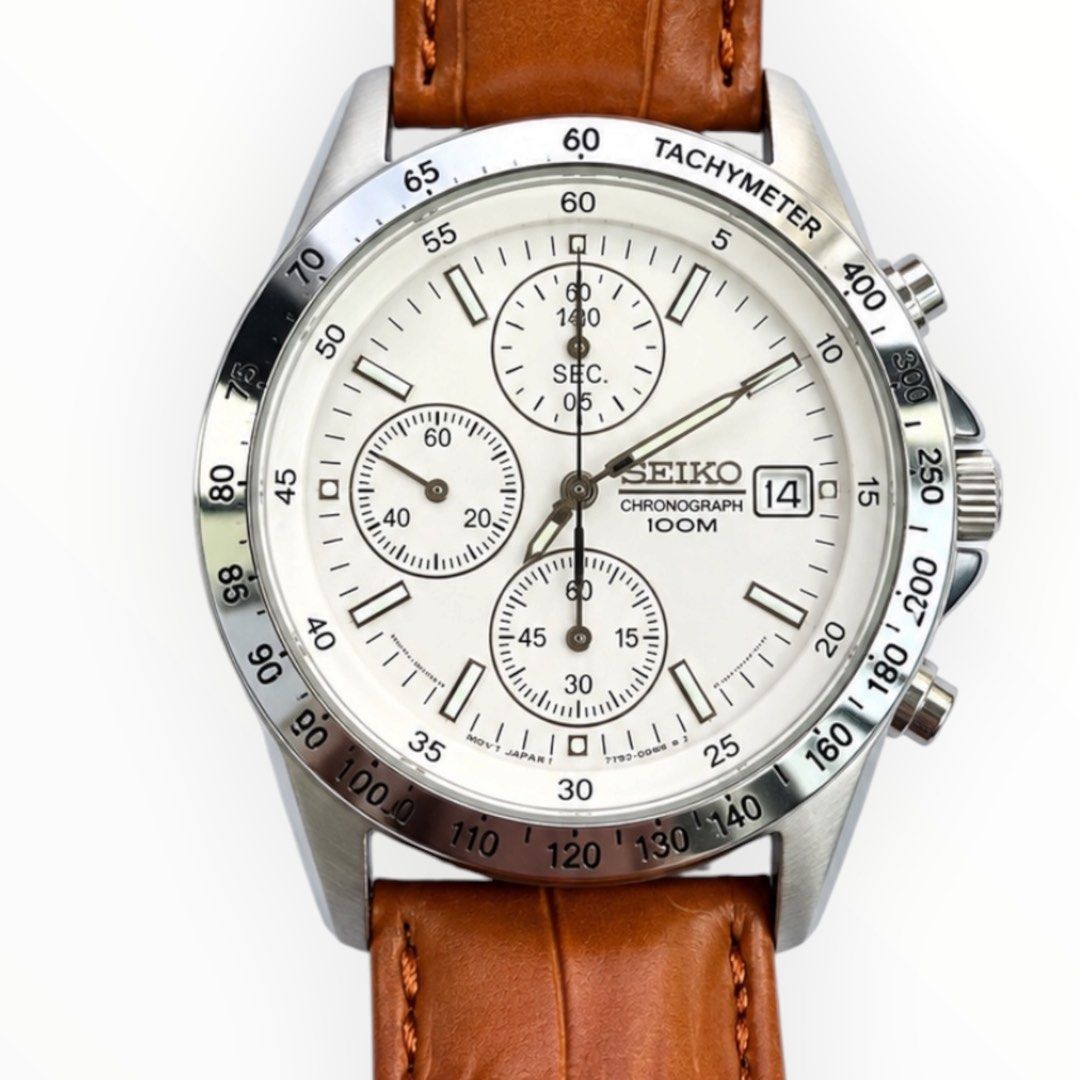 Seiko T7T92-0DW0 Men’s Chronograph 100M White Dial Watch 38mm Main image