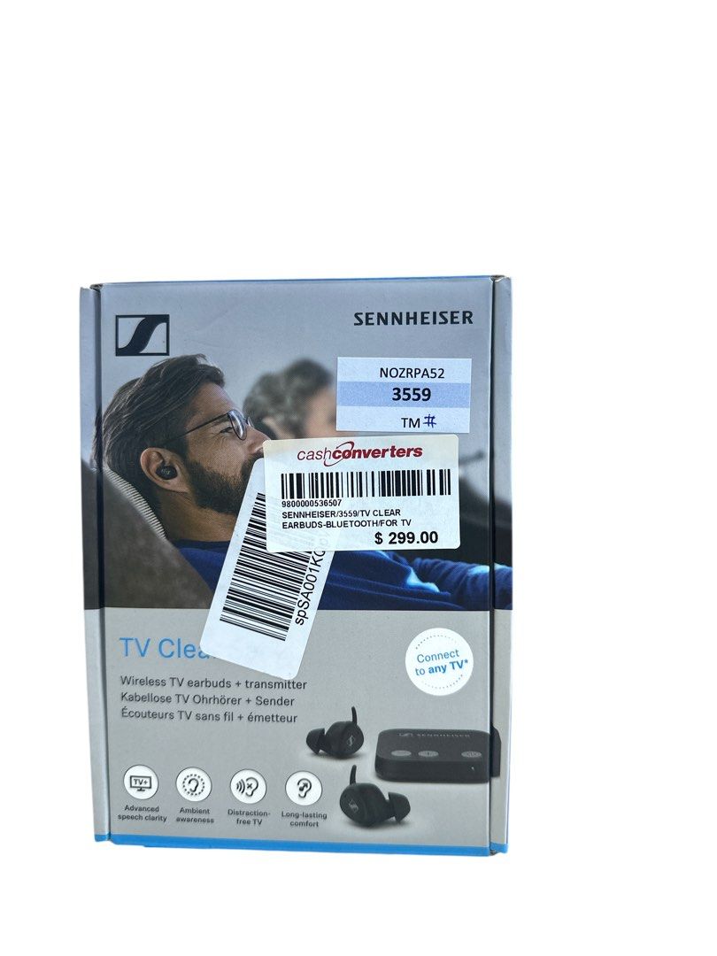 Sennheiser TV Clear Set 2 Earbuds - Wireless Television Earphones with Passive Noise Cancellation and Bluetooth - Hearing Device for Enhanced TV Listening - Black Main image