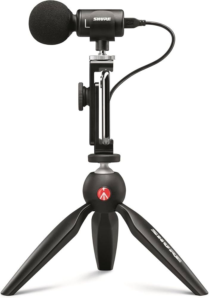 Shure MV88+ Video Kit MOTIV Video Kit Digital Stereo Condenser Microphone and Accessories for Smartphones, Black