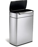 simplehuman 48 Liter dual compartment rectangular touch-bar can, Brushed Stainless Steel
