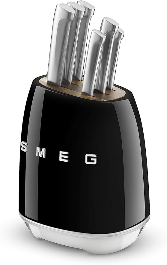 Smeg Black Stainless Steel Knife Block Set Secondary image