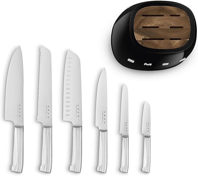Smeg Black Stainless Steel Knife Block Set Main image