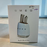 Smeg Pastel Blue Stainless Steel Knife Block Set
