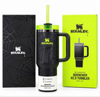 Stanley 40oz Insulated Water Bottle, Dark Mesh Texture, Glow-in-the-Dark Spider Web, Large Capacity Stainless Stee