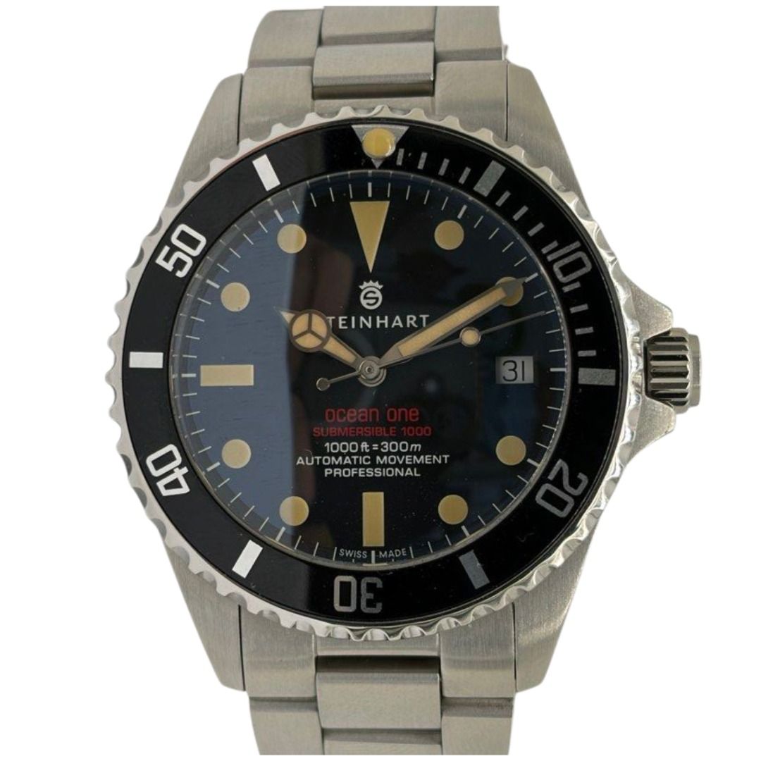 Steinhart Ocean One Vintage Red Submersible 1000 42mm Automatic Black Dial Watch Main image