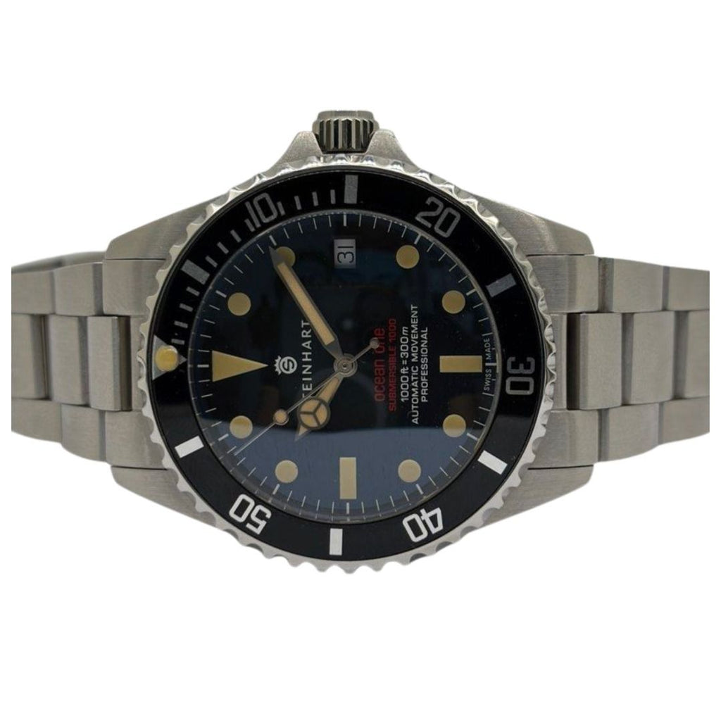 Steinhart Ocean One Vintage Red Submersible 1000 42mm Automatic Black Dial Watch