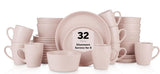 Stone Lain Albie Stoneware 32Piece Modern Dinnerware Set For 8 Pink