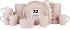 Stone Lain Albie Stoneware 32Piece Modern Dinnerware Set Kitchen Plates And Bowls Sets Dish Set for 8 Pink