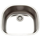 Houzer Stainless Steel Undermount D Bowl Kitchen Sink 23-7/16" x 21-1/4"