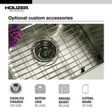 Houzer Stainless Steel Undermount D Bowl Kitchen Sink 23-7/16" x 21-1/4"