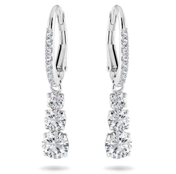 Swarovski Stilla Attract hoop earrings Round cut, White, Rhodium plated