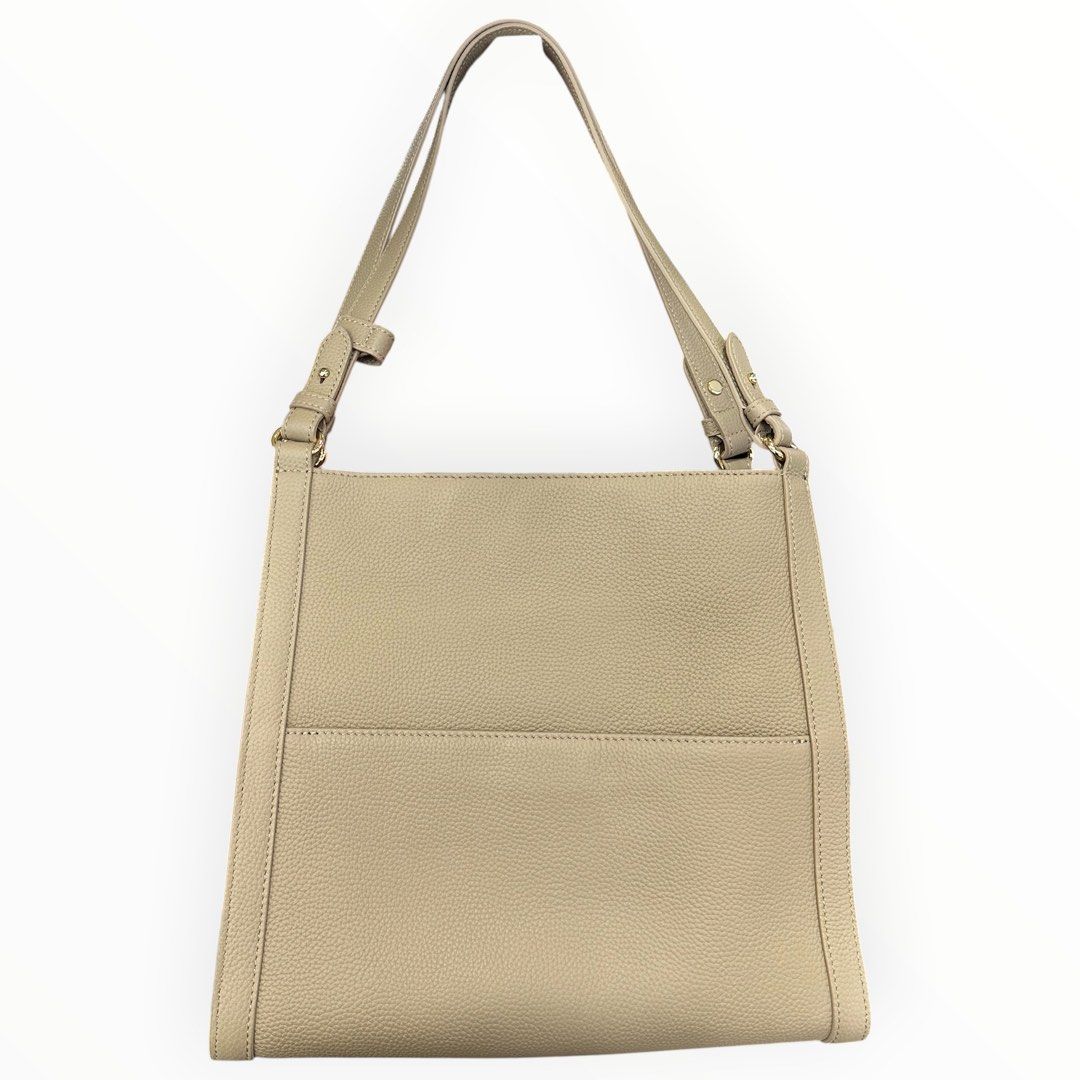 Toscano Taupe Pebbled Leather Shoulder Bag with Adjustable Strap Secondary image