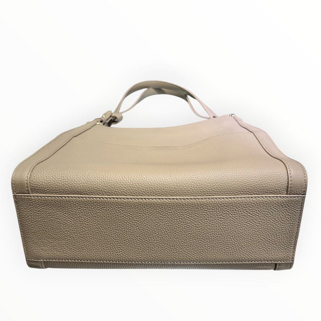 Toscano Taupe Pebbled Leather Shoulder Bag with Adjustable Strap