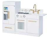 Teamson Kids Little Chef Chelsea Modern Play Kitchen Toddler Pretend 2 pcs Play Set with Accessories and Ice Maker White Gold