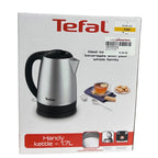 Tefal Handy KI800D - Electric Kettle, 2200W, 1.7L Capacity, Stainless Steel Body, 360 degree Rotational Base, Silver