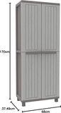 Terry 1002716 J-WOOD Outdoor/Indoor Cabinet/Cupboard (Two Door Storage Cabinet with 4 Shelving Units),Grey
