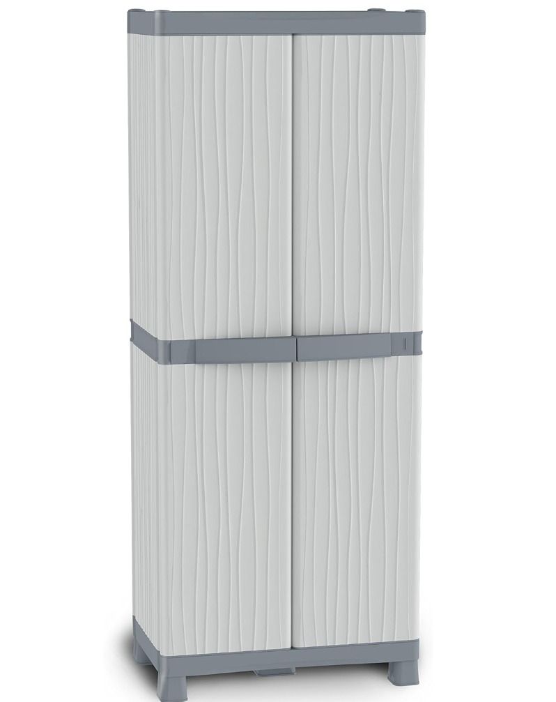 Terry, 2700 Uw Base, 2 Doors Cabinet, 4 Internal Shelves and 2 Buckets - 70x43.8x181.8 cm