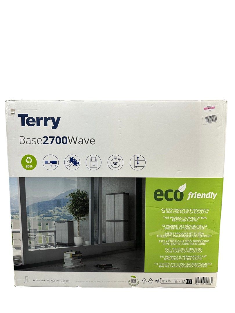 Terry, 2700 Uw Base, 2 Doors Cabinet, 4 Internal Shelves and 2 Buckets - 70x43.8x181.8 cm Secondary image