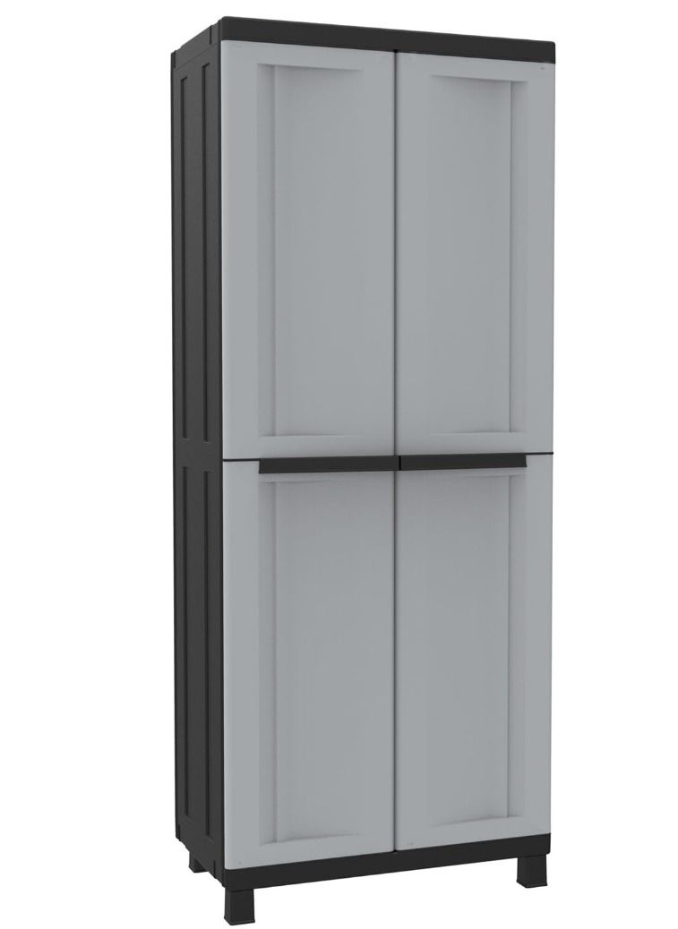 Terry, Twist Black 2680, 2 Door Cabinet, 3 Internal Shelves. Color: Gray/Black, Material: Plastic, Dimensions: 68x39x170 cm