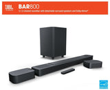 JBL Bar 800 720W 5.1.2 Channel Virtual Atmos Soundbar Speaker, Black