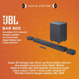 JBL Bar 800 720W 5.1.2 Channel Virtual Atmos Soundbar Speaker, Black