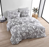 Marimekko, King Comforter Set Cotton Bedding with Matching Shams (Unikko Grey, King)