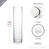 WGVI Quality Thick Weighted Tall Clear Cylinder Glass Vases, W4" x H16"