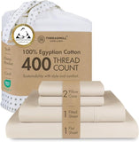 Certified Egyptian Cotton Sheets Queen Size 4 Piece Sateen Weave Light Beige Luxury Bed Set