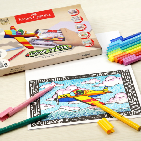 Faber-Castell PL155058 20-Pieces Connector Pen Colour to Life Set with AR Colouring Book