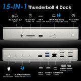 Thunderbolt 4 Quad Display Dock (15-in-1), WAVLINK 40Gbps Docking Station with 98W Laptop Charging for MacBook Pro/Air