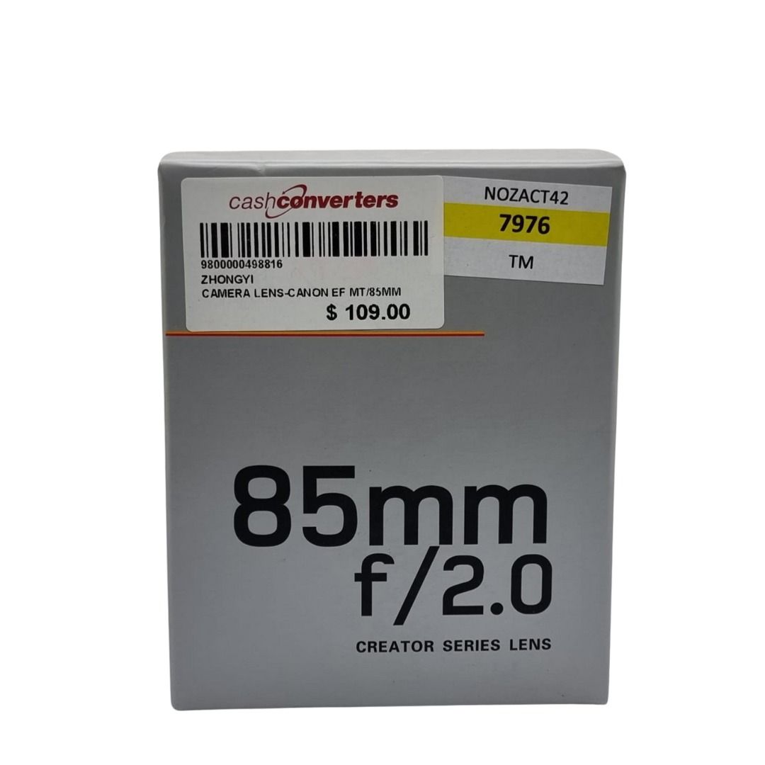 Mitakon ZhongYi MTK85MMBKFEF Creator Lens with Canon EF Mount for DSLR Camera, 85mm, f/2, Black