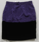 Chanel Blue silk / black velvet skirt