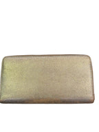 Tory Burch Zip-Around Long Wallet in a metallic gold finish