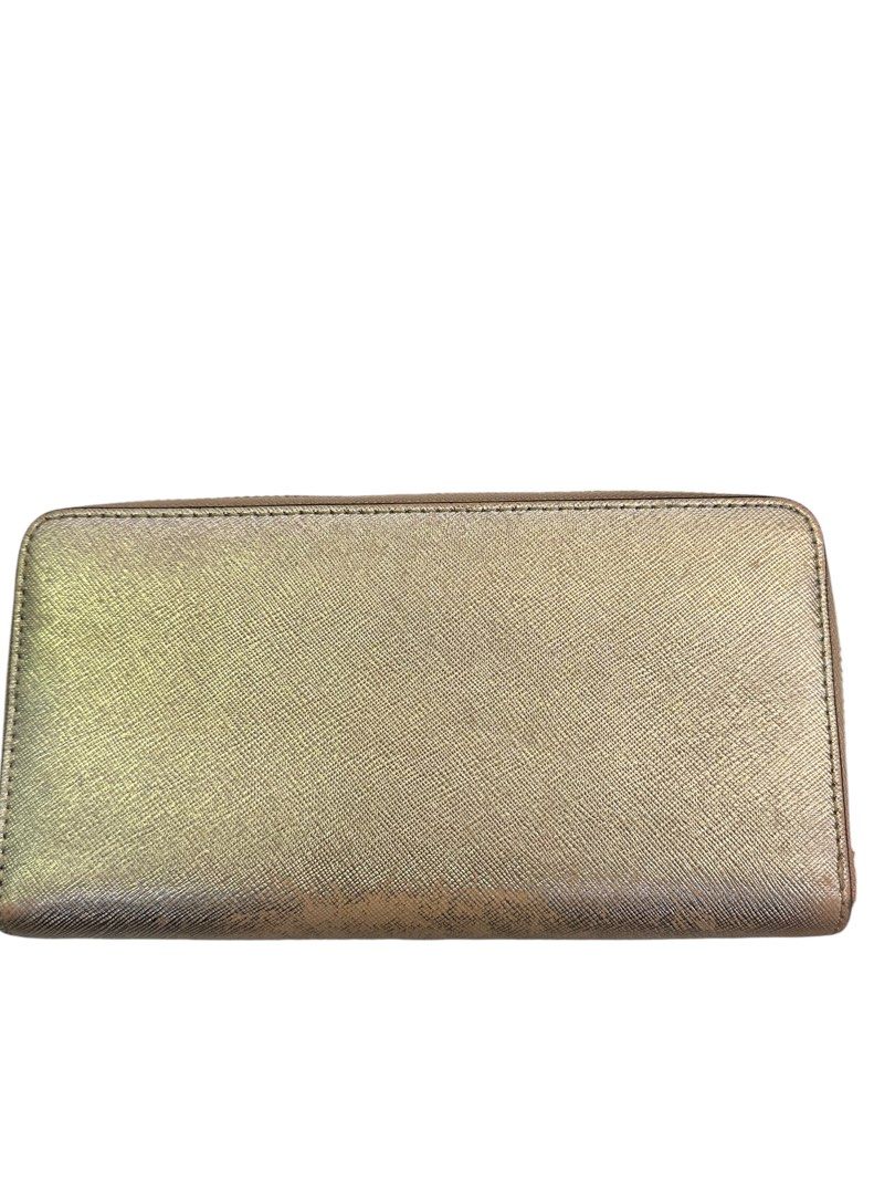Tory Burch Zip-Around Long Wallet in a metallic gold finish