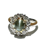 18KWG Chrysobery Cat Eye =2.439cts ,Diamond D10=1.33cts Ring