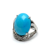 18KWG Turquoise=12.5cts , Diamond Ring With Cert