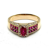 18KYG Ruby=1.05cts , R16=0.31cts And Diamonds=1cts Ring With Cert