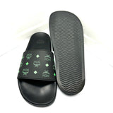 MCM Mens Black/Green Visetos Print Rubber Slides Slippers