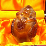 Agate Fengshui Ling Zhi with Toad As Like Ornament