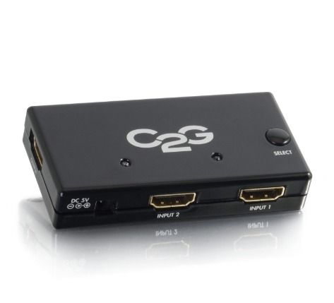 C2G 40349 2-Port HDMI Auto Switch, Black, 3.4 x 3.9 x 0.6 inches
