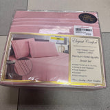 Elegant Comfort Luxurious 1500 Premium Hotel Quality Microfiber Three Line Embroidered Softest 4-Piece Bed Sheet Set, Wrinkle and Fade Resistant, Full, Dusty Rose
