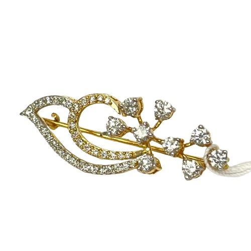 18K Yellow Gold Natural Diamond Brooch Main image