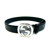 Gucci 411924 Signature Black Leather Belt