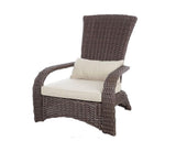 Patio Sense 62172 Deluxe Coconino Wicker Lounge Chair All Weather Wicker Armchair Lightweight Durable Adirondack Style Includes 3" Thick Beige Cushion & Lumbar Pillow - Mocha Finish