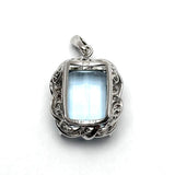 Pt900 Blue Topaz=27.81cts ,Diamond Pendant