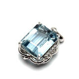 Pt900 Blue Topaz=27.81cts ,Diamond Pendant