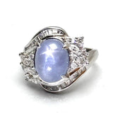 Pt900 Diamond=0.8cts,Star Sapphire =7.07cts Lady Ring