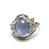 Pt900 Diamond=0.8cts,Star Sapphire =7.07cts Lady Ring