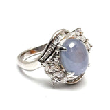 Pt900 Diamond=0.8cts,Star Sapphire =7.07cts Lady Ring